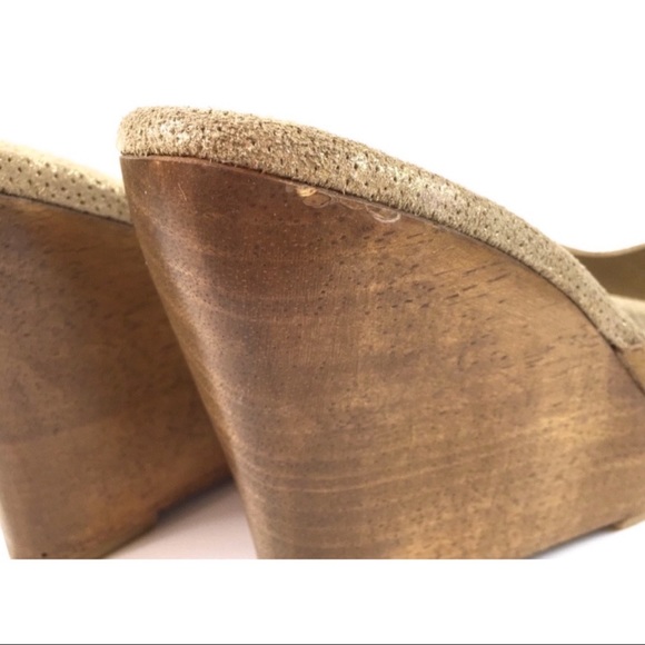 Bridget Gold Glitz Wood Platform Wedge Sandals - Picture 8 of 11